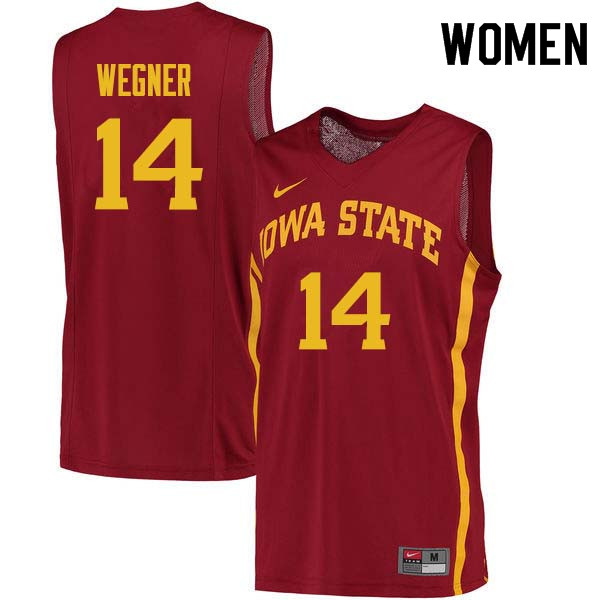 Women #14 Waldo Wegner Iowa State Cyclones College Basketball Jerseys Sale-Cardinal